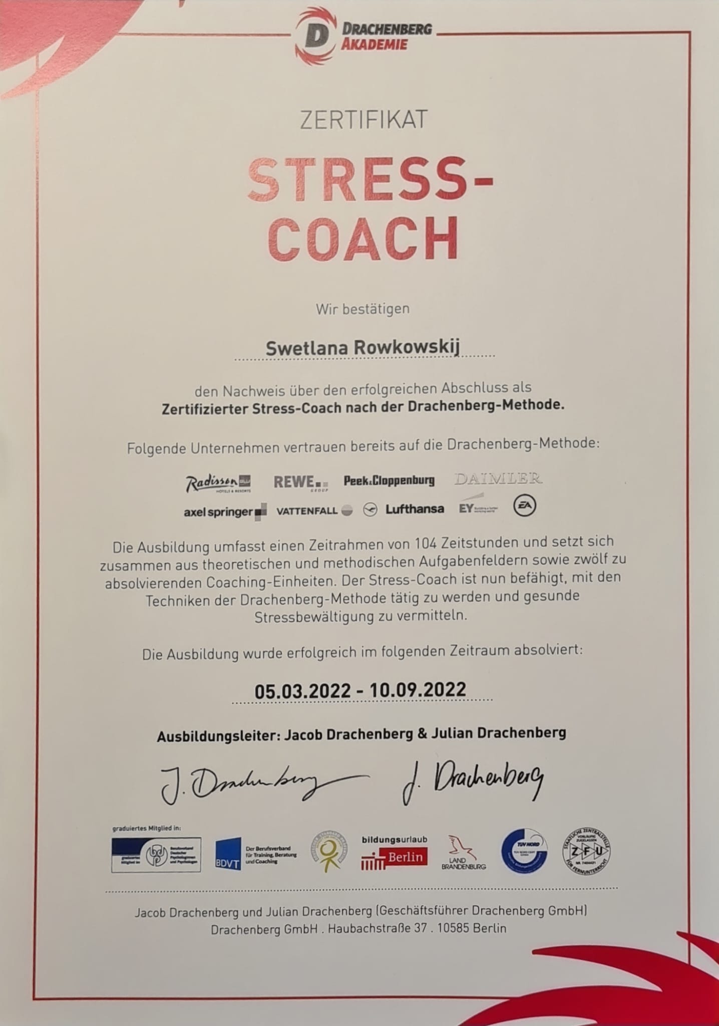 Drachenberg Zertifikat Stresscoach